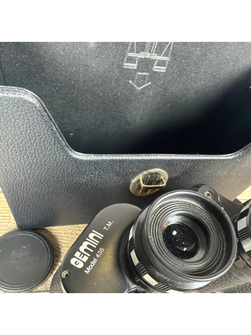 Gemini 7x35 Extra Wide Angle Binoculars Black Leatherette Carrying Case Vintage - Picture 4 of 16